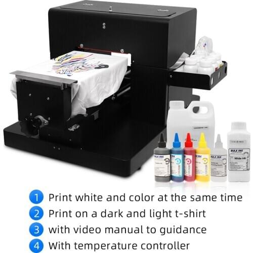 DTG Printer A4 Size 6 Colors Flatbed Printer Dark And Light Clothes Direct to Garment T-Shirt Printing Machine with Textile Ink
