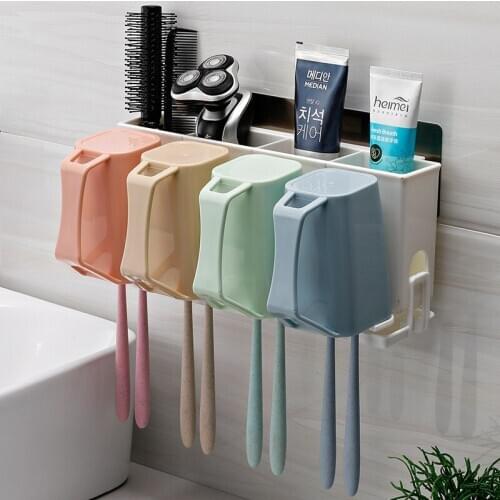 Toothbrush Holder Wall-Mounted with Cup Set,Family Set Toothbrush Holders,Toothbrush Rack for Home Mouthwash Cup Bathroom