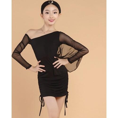 Mesh Latin Dance Dress For Girls Black Dress Stage Costume Designer Clothes Tap Dance Wear Dancer Samba Dance Outfit JL3033