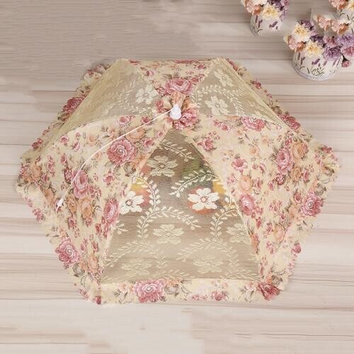 Folding Dish Cover Lace Mesh Encryption Net Anti-Mosquito Table Cover New Plain Large Reinforced Net Dish Cover funnel