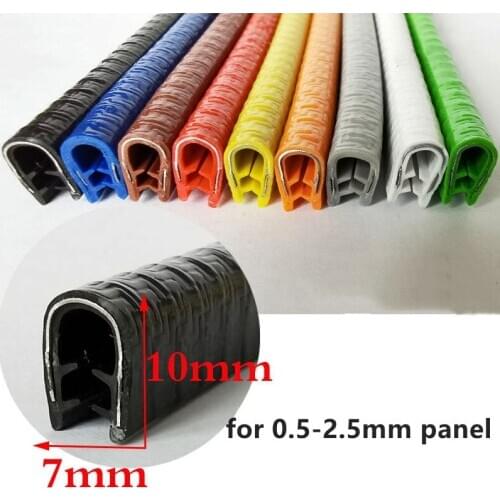 Steel Rubber U Strip Edge Shield Encloser Bound Glass Metal Wood 0.5-2.5mm Yellow Orange Green Brown Red Blue White Gray Black