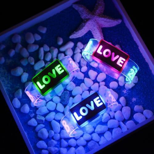 Led Rave Glow Neon Party Decor Led Glow Bracelet Flash Happy Wristband led Festival accessories Club Stage Gift Party Supplies