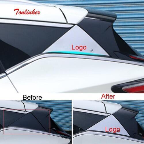Tonlinker Exterior Rear window triangle Cover Stickers for Nissan Murano 2015-19 Car styling 2 PCS Stainless steel Cover sticker