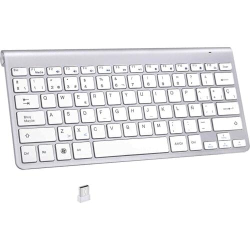 2.4G Spanish Keyboard Ultra-Slim Wireless Keyboard High Quality Teclado Mute Keycap Keyboard for Mac Windows 7 10 Android TV Box