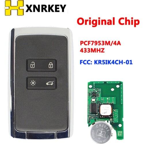 XNRKEY New 4 BTNS Smart Remote Key Card 433.92Mhz for Renault Megane4 Talisman Espace 5 Kadjar with PCF7953M HITAG AES 4A Chip