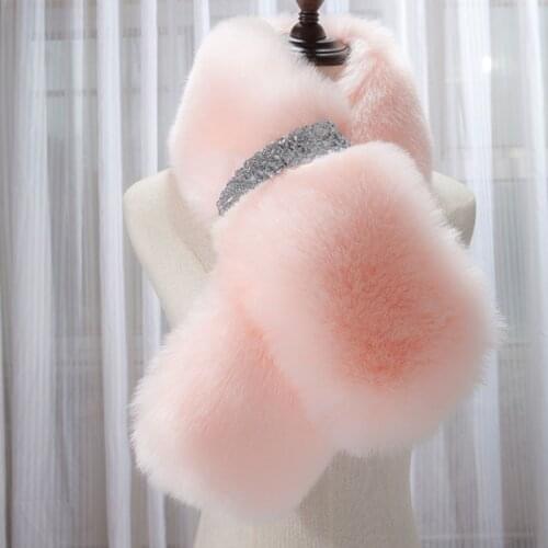 Women Winter Lady Faux Fur Scarf Fashion Neck Sleeve Outerwear Scarf Thicken Warm Soft Shawl Hairy Fake Collar Neckerchief