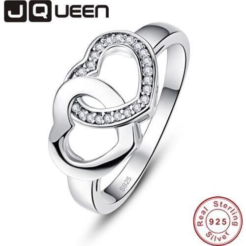 JQUEEN White Zircon Rings For Women Silver Ring 925 Jewelry Pave Setting Crystal Jewelry Bijoux Femme