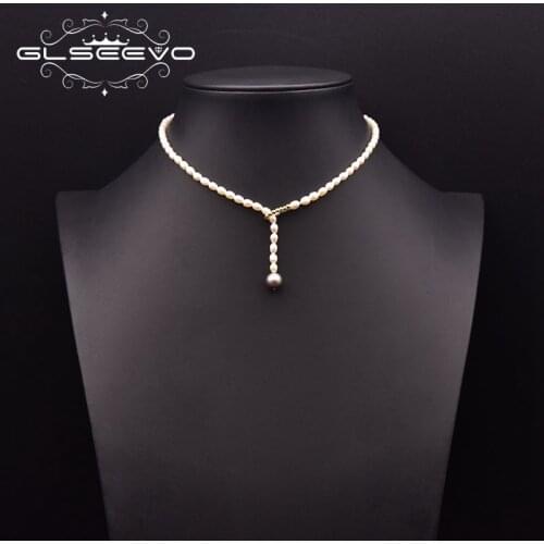 GLSEEVO Pure Natural Freshwater Pearl Woman Necklace Simple Clavicle Necklace Birthday Engagement Luxury Jewelry Jewelry GN0293