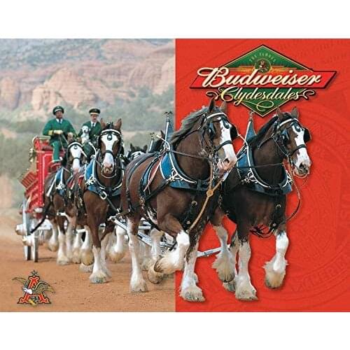 Desperate Enterprises Budweiser Clydesdales Tin Sign, 8" W x 12.5" H