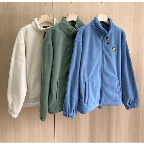 Winter Womens Hoodie Tops Autumn Korean Fashion Animal Embroidery Printing Loose Plush Zipper Sweatshirt