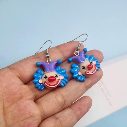 1Pair Hobo Cute Fuuny Clown Joker Earrings For Women Girl Korea Unique Drop Dangle Earings Jewelry Christmas Gift EC438