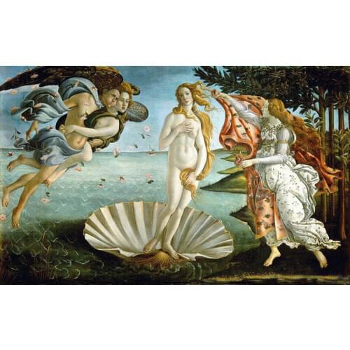 100%Handmade Oil Painting Hand Dream-art Oil painting Sandro Botticelli The Birth of Venus on ocean with flower shipping free
