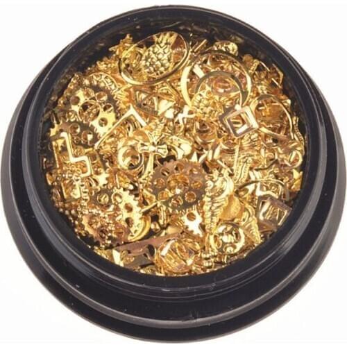 120Pcs Mixed Steampunk Golden Metal Moon Star Cogs Gear Conch Pineapple Charm UV Frame Resin Jewelry Fillings Art Crafts