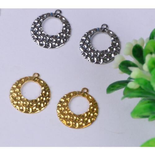 15*11mm 50pcs Copper Material simple hollow circle Frosted stamp charms for necklace Pendant for DIY Jewelry making