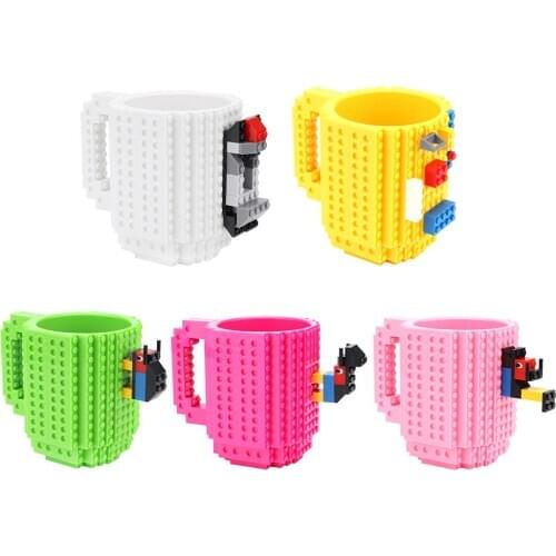 1Pc 12oz Build-On Brick Mug Type Building Blocks Coffee Cup DIY Block Puzzle Mug for LEGO Building Blocks Design Dropshipping