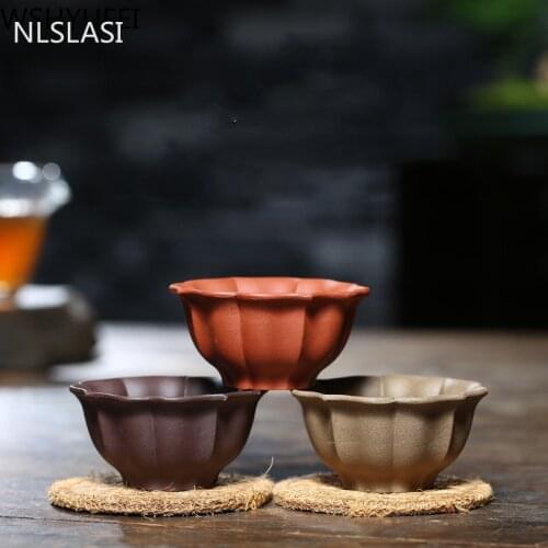 Creativity purple clay teacup Yixing Handmade Tea set Drinkware Chinese Retro Tea cup Master Teacup Personal Single Cup 60ml