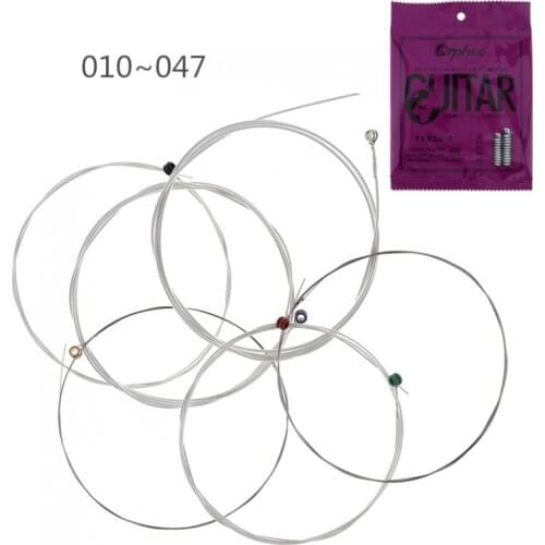 6pcs/lot Acoustic Guitar String 010-047 Silver Plated Anti-Rust Coat Wire with Full Bright Tone & Extra Light