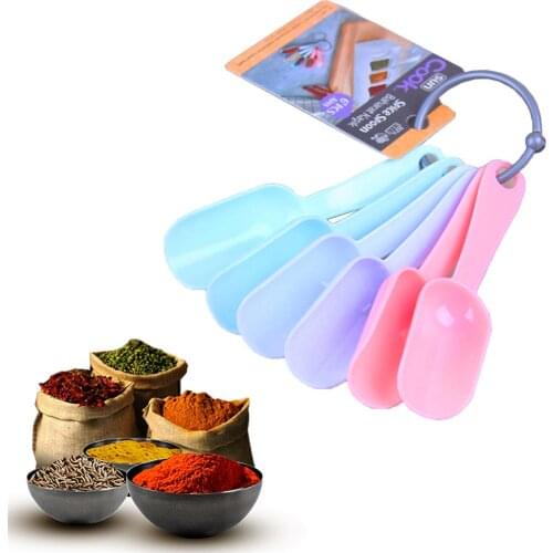 6 Pieces Plastic Colorful Mini Spice Measuring Spoons, Small Teaspoon Tablespoon, Free Dishwasher