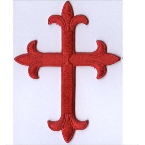 8cmH Red Cross Iron On Applique Embroidered Patch For Apparel Bag DIY Accessories