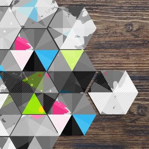 Watercolor hexagon waterproof tile sticker Non-slip floor stickers for Bathroom kitchen Living room DIY Refurbished wallpaper