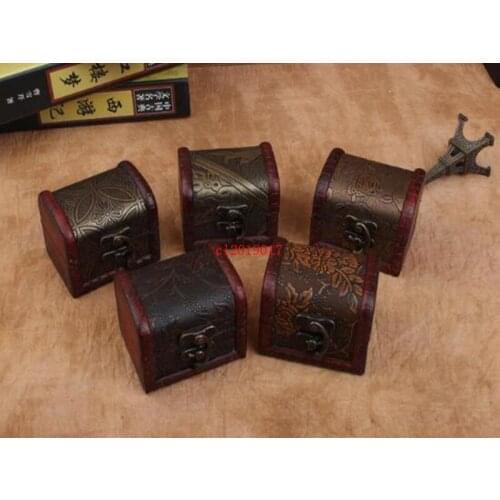 Free shipping Vintage Jewelry Box Organizer Storage Case Mini Wood Flower Pattern Metal Container Handmade Wooden Small B