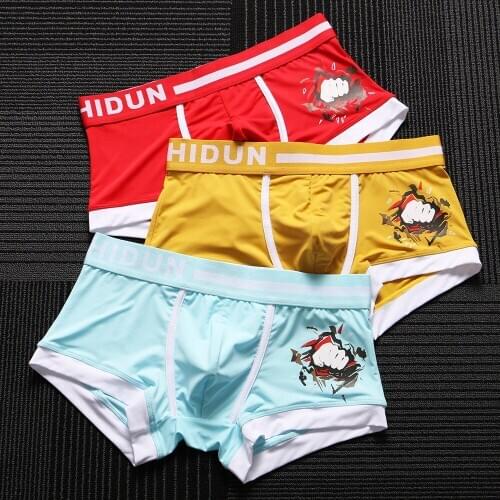 Brand Mens Sexy Boxers Briefs Gay Boy Underwear Ice Silk Comfortable Tight Panties Male Breathable Underpants Homme Calzoncillos