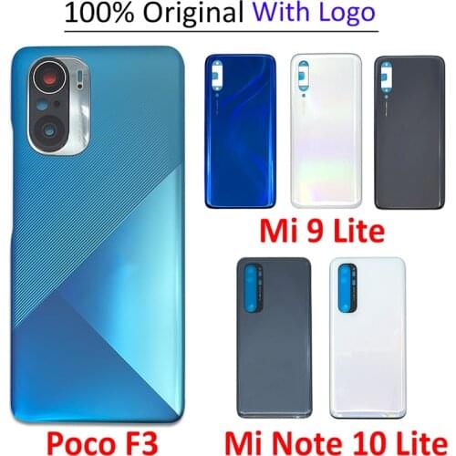 10PCS 100% Original New Back Battery Cover Housing Case With Glue Adensive Sticker For Xiaomi Mi 9 Lite Poco F3 Mi Note 10 Lite