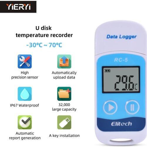 RC-5 Digital USB Temperature Data Logger Temp C/F Recorder for Warehouse Storage, Refrigerated ,Cold Storage and Laboratory
