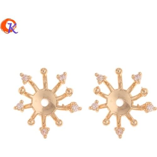 Cordial Design 30Pcs 13*13MM Earrings Accessories/Hand Made/Genuine Gold Plating/DIY Parts/CZ Jewelry/Jewelry Findings Component