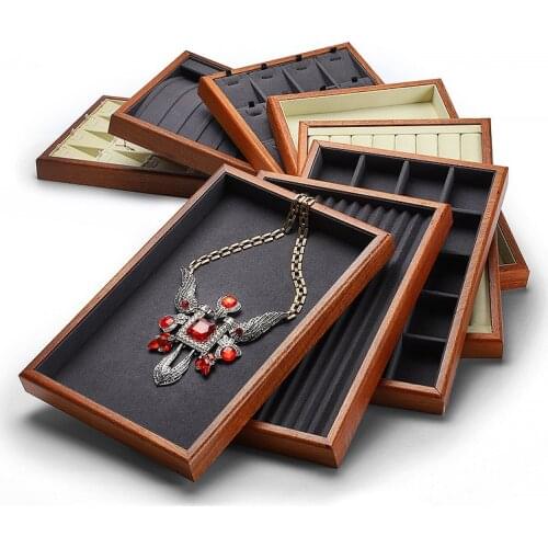 Wooden jewellery look pallet ring storage tray necklace pendant brooch display box compartment empty tray
