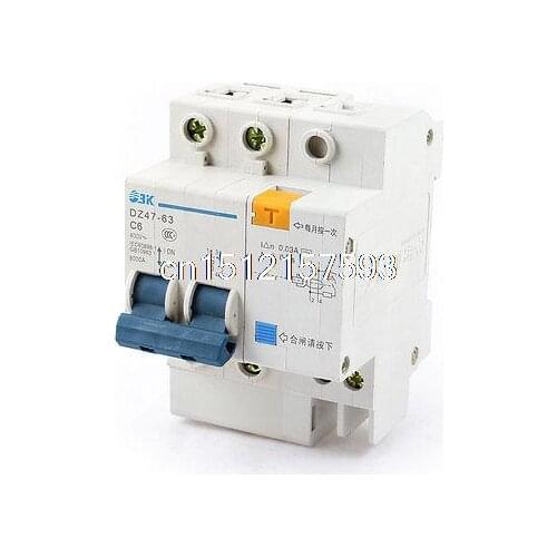 DZ47-63 C6 6A Rated Current 2 Pole ELCB Earth Leakage Circuit Breaker