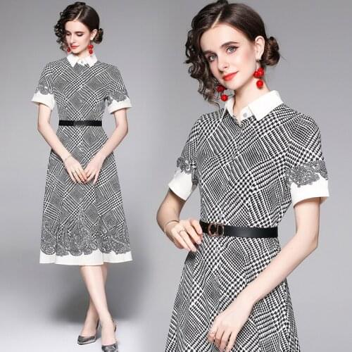 Модные платья в клетку Gambbr China At AliExpress