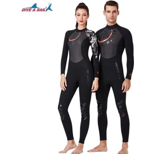 DIVE SAIL1.5mmNeopreneWetsuit One-piece Keep Warm Women Men Swimming Scuba Diving Bathing Suit Short Sleeve for Surf Snorkeling