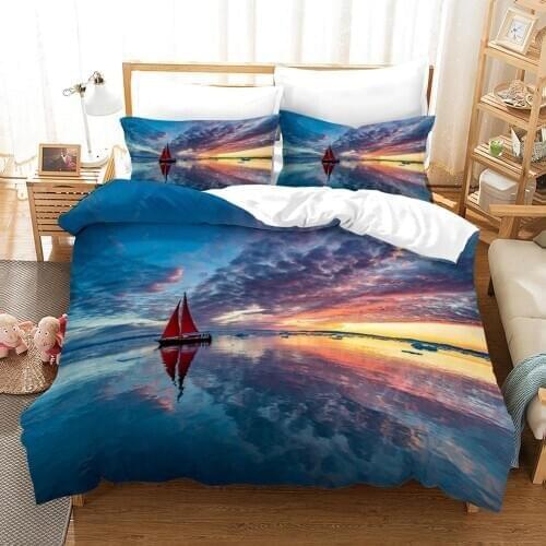 Duvet Cover Sailing Boat Ocean 3D Printed Bedding Set Quilt Cover Pillowcase Single Twin Double Queen King Home Textile