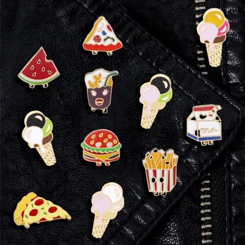 Creative Trendy Cartoon Ice Cream Food Oil Drop Brooch Pin Denim Gift For Friends Men Women Fashion Jewelry Clothes Decoration