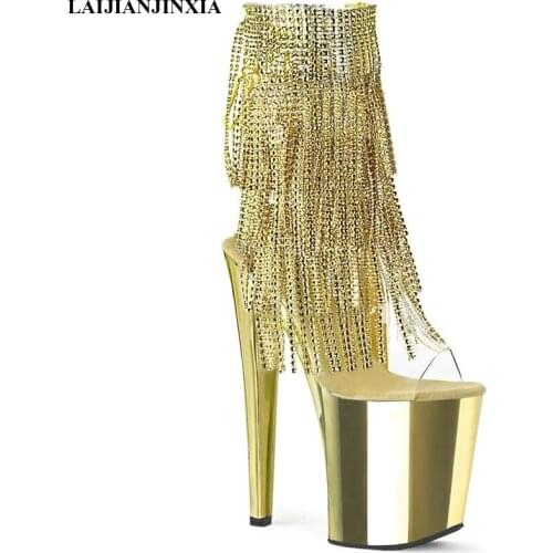 LAIJIANJINXIA Fashion Electroplating Platform Lined Sandal 20CM High Heel wedding dress sexy high heels 20cm sandals Dance Shoes