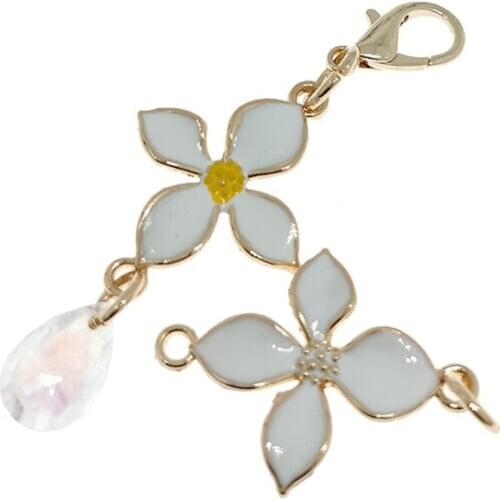 10PCS 25*70MM Metal Four-Leaf Clover Color Diamond Epoxy Pendant Leather Accessories Luggage Bag Hang Tags For Garment Labels