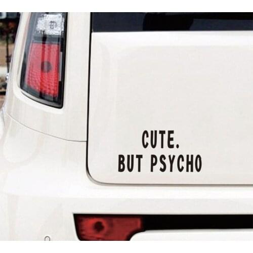 CUTE.BUT PSYCHO Personalized Car Stickers Reflective Body Funny Car Styling Decal Stickers Accessories Black/silver Glue Sticker