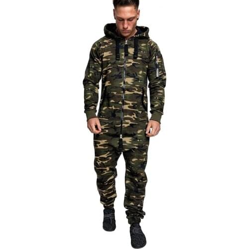 Men Pajamas Splicing Autumn Winter Jumpsuit Pajamas Long Sleeve Fitness 2021 Casual Hoodie Zipper Jumpsuit пижама мужская