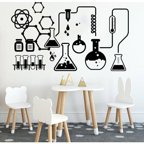 Science Chemical Vinyl Wall Decal Lab Decor Scientist Chemistry Wall Stickers Decoration School Classroom Modern Wall Paper Y350