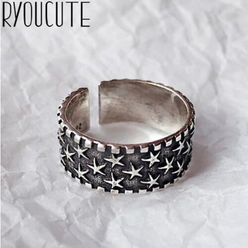 New Arrivals Real Silver Color Star Rings for Women Engagement Rings Men Vintage Boho Jewelry Anillos