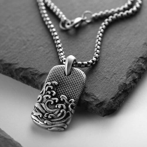 Men necklace 316L stainless steel vintage Necklace Man ancient sea waves pendants jewelry 2020 jewelry necklace men wholesale