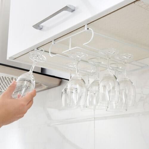 OTHERHOUSE Wine Glass Rack Hanging Wine Cup Holder Bar Goblet Stemware Storage Racks Shelf Hanger Iron Kitchen Organizer