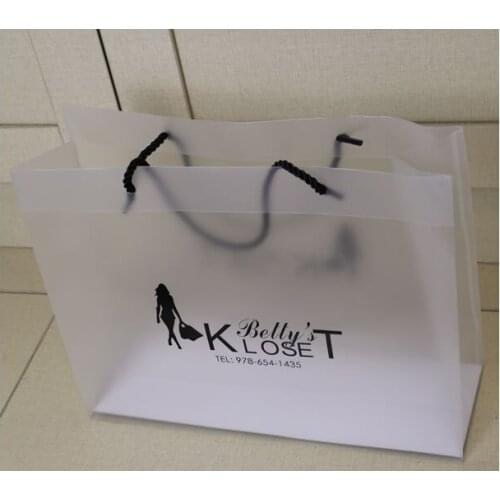 Custom printed shopping frosted pp gift bag/plastic packaging pvc bag for garment/printed LOGO promotion bag/32x25x11cm