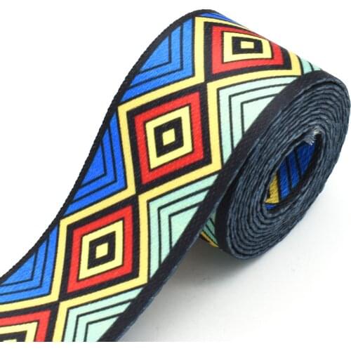 1.5'' Purse Webbing Geometric Pattern Ethnic Ribbon Bag Webbing Lanyard Handbag Webbing Key Fob Hardware Camera Strap