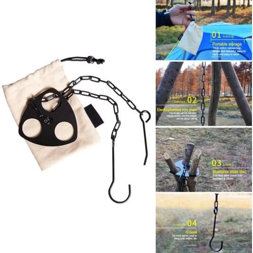 Outdoor Camp Tripod Plate Board Cooking Campfire Grill Hanging Cookware Pot Holder Survival Travel Picnic Backpacking