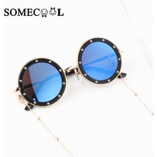 SomeCool 2019 NEW kids sunglasses 3-9 years Vintage Round boys Girls sun glasses Rivets Cute eyewear UV400 Child Glasses n305