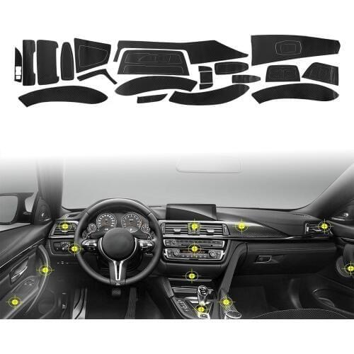 TAIHONGYUN 3D Matte Carbon Fiber Car Interior Decal Sticker Trim Package Set Kit Fit for BMW 3 Series F30 F31 F35 M3
