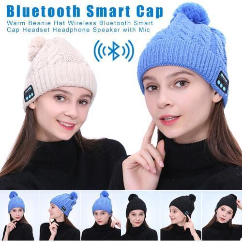 Warm Beanie Hat Wireless Bluetooth Smart Cap Headset Headphone Speaker with Mic -OPK