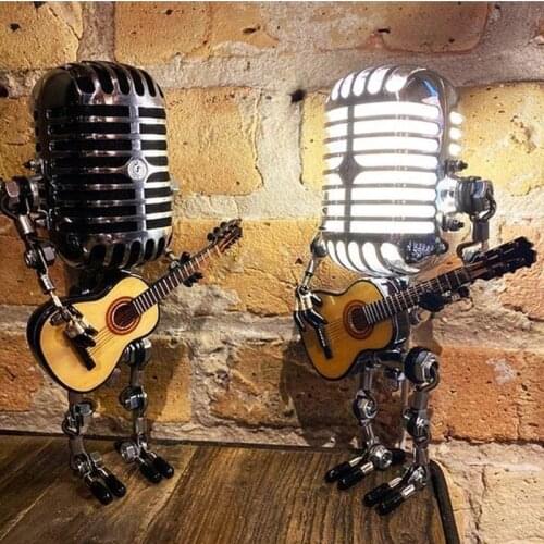 Pre-sale For 20 Days Vintage Microphone Robot Touch Dimmer Lamp Table Lamp - Robot Desk Lamp Dropshipping